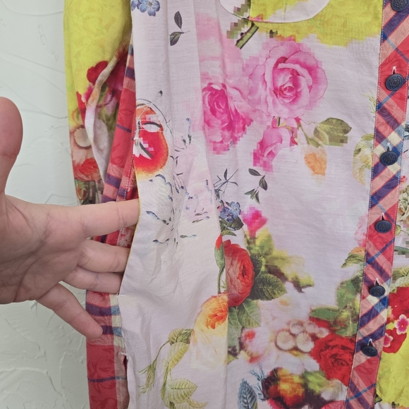 John Mark Floral Plaid Back Button Up Colorful Top, M - Picture 6 of 12